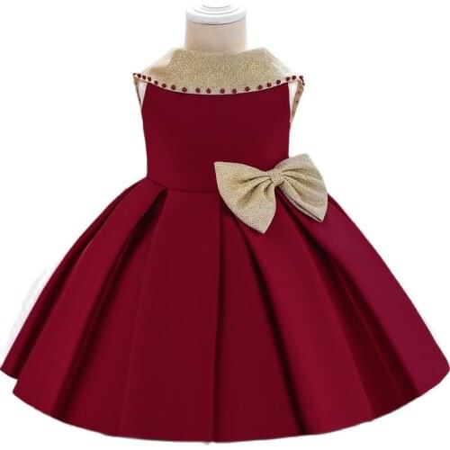 Infant Baby Girl Dresses Child 1st Birthday Wedding Party Dress Girl Ball Gown Tutu Princess Dress Bow Baby Girl Dress