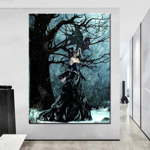 Gothic Women And Dragon Diamond Embroidery Picture Of Rhinestone 5d Diy Diamond Painting Full Mosaic Darkness with Lady A2257