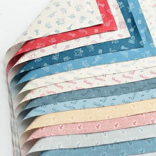 13pcsset Cotton Digital Printing Fabric Small Flower Letters For Sewing DIY Handmade Patchwork Rolls Supplies