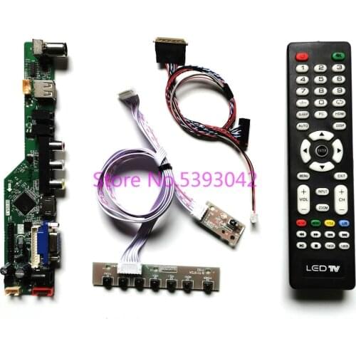 KIT fit B156XW02 V.0/V.1/V.2/V.3/V.4/V.6/V.7 40Pin VGA+AV+USB LCD screen LVDS Keypad+Remote 1366*768 TV control drive board