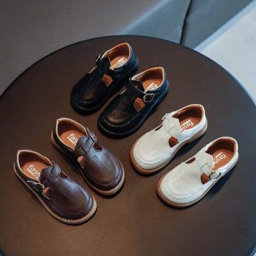 Retro Leather Shoes 2020 Girls Spring Autumn All-Match Single Shoes Soft Bottom Non-slip Breathable Shoes For Girls Simple Shoes