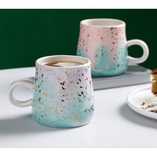 Nordic Watercolor Gradient Starry Sky Mug Ceramic Couple Cup Coffee Cup Creative Home Water Cup Office Cup Coffee Mug