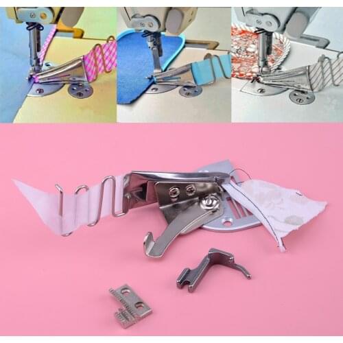 High Quality Silver Steel Overlock Binding Curve Edge A-10 Bias Binder Foot Fit For Lochstitch Machine Brother Singer Pfaff