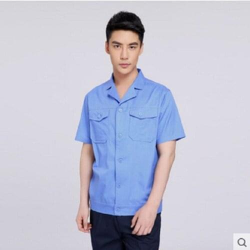 Short sleeve smock ChangFu summer mens and womens summer tooling workshop labor insurance