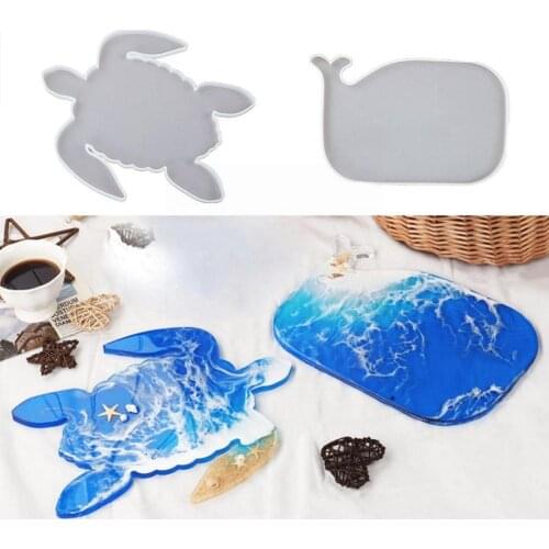 Pallet Making Supplies Diy Crystal Epoxy Silicone Mold Table Handmade Marine Sea Turtle Tray Mirror Whale Series P1W4