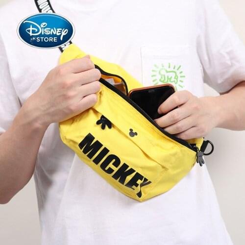 Disney Pixar Fashion Oxford Cloth Waist Bag Mickey Mouse Alien For Boy Girl Sports Travel Chest Bag Cell Phone Crossbody Pockets