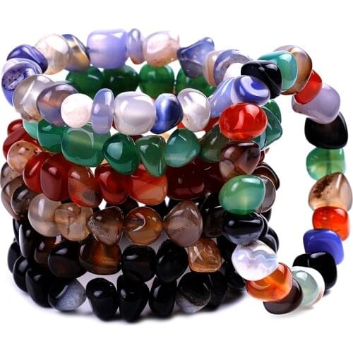 Fashion Mix Colour Natural Irregular Stone Onyx Bracelets Multicolor Random Crackled Onyx Stones Bracelet Women Men Jewelry