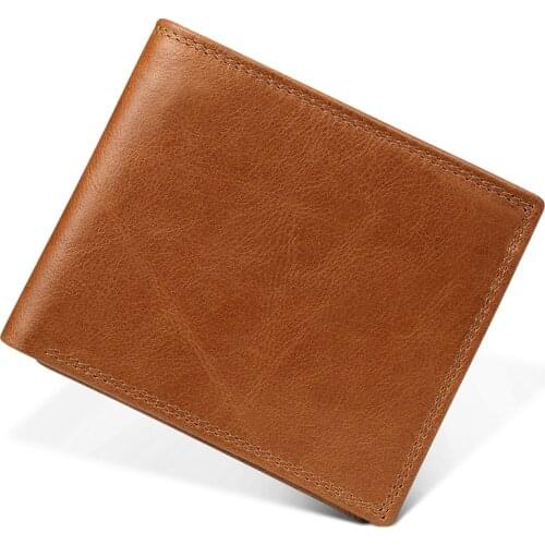 Men Wallet 100% Genuine Leather Wallets Fashion Short Bifold Casual Soild Wallet Men With Coin Pocket Purse Male Wallets MRF83