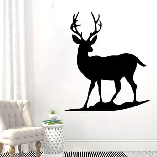 On Veldeco Deer Wall Stickers - Black For living Room Wall Decal Vinyl Wall Decal Stickers Mural Vinyl Removable FB-81