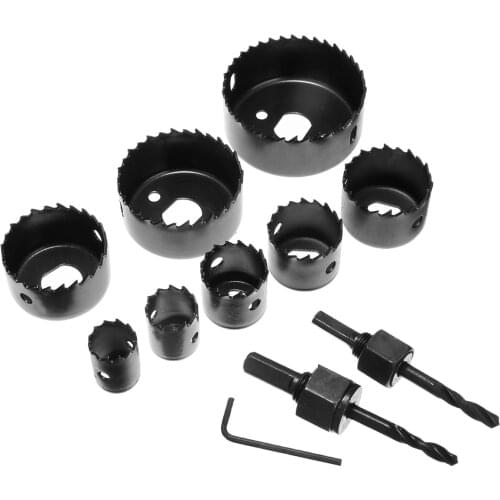 Mayitr 11pcs Hole Saw Cutting Set Drilling Tool Wood Metal Cutter Saws Power Tool Drilling Bits 19-64mm