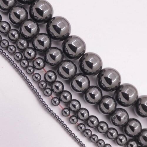 Natural Black Hematite Round Beads Strand 15" 2 4 6 10 12mm NO magnetism