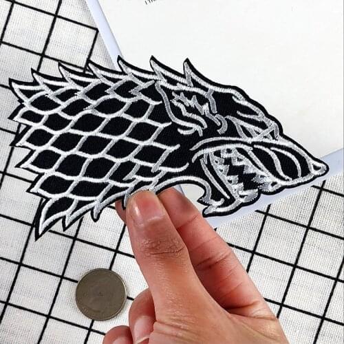 New Fine 1Pcs Black Punk Wolf Stickers The Game of Rights Patches Iron On Movie TV Series Appliques Sew on Coats Bags Badges
