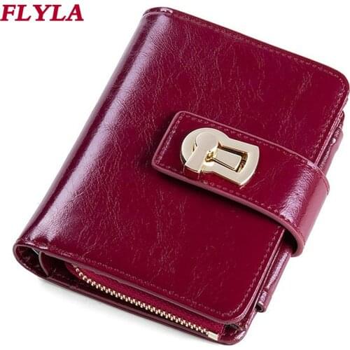 New Women Wallet Short Genuine Leather Folding Card Holder Multifunctional Small Wallet for Women