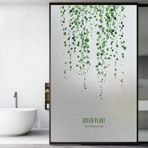 Window Film Green Plant Print Glass Decorative Uv Window Sticker Privacy Frosted Self Adhesive Film Window Decal for Glass