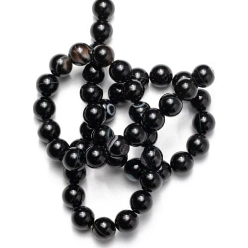 Wholesale Black Stripe Natural Stone Agates Beads Round Loose Beads Needlework for Jewelry Making 4 6 8 10 12mm DIY Bracelet