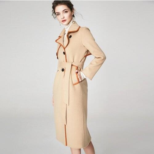 Women new style long A-type woolen overcoat lady double-sided over knee clothes fashion female thin slim winter cashmere coat