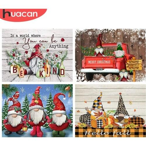 HUACAN Full Square/Round Diamond Painting Santa Claus Mosaic Christmas DIY 5D Diamond Embroidery Flower Home Decor