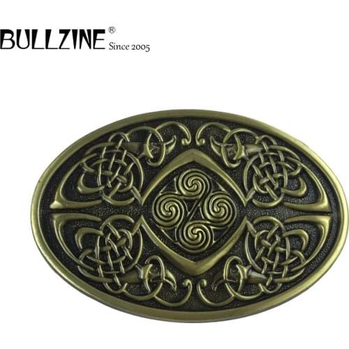 Bullzine western celtic knot COWBOY jeans belt buckle 2 colors available FP-03323 suitable for 4cm width belt drop shipping