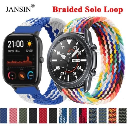 22mm 20mm Braided Solo Loop For Amazfit GTS 2/2e/GTS2 Mini/GTR 42mm 47mm Band For Samsung Galaxy 46 42MM S3 Active 2 Strap GT2E