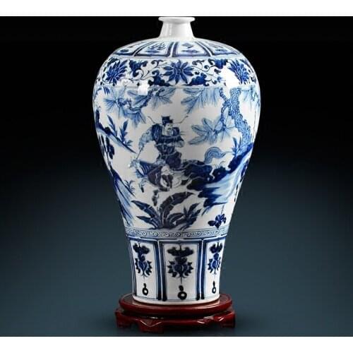 Hand Painted Blue And White Porcelain vase Xiao He Chasing Han Xins Home Decoration Jingdezhen porcelain Ceramics vase