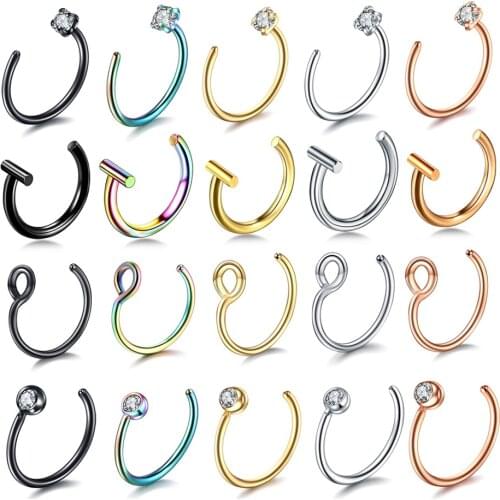 1PC Steel 20G Gold Faux Nose Rings Fake Septum Piercings Nostril Piercing Fake Clip on Earrings Oreja Labret Piercings Jewelry