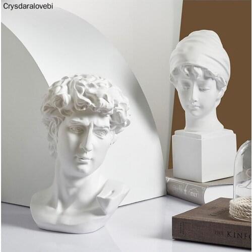 Nordic Character Sculpture Crafts david Plaster Statue Resin Art Avatar Wine Cabinet Home Living Room Decoration Sketch Facial F