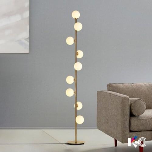 Modern Nordic Simple Glass Ball Floor Lamp With Gold Base lampadaire