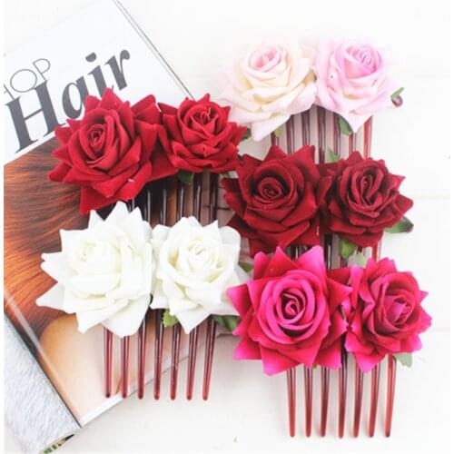 Bridal tiara emulation flannel rose hair accessories clothing accessories flower head bride hair comb Handmade hair accessories