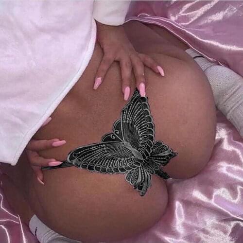 Sexy Panties Women Lace Hollow Out Butterfly Shape G-string Crotchless Underwear Lingerie Panties Sex Lingerie Thongs T Back
