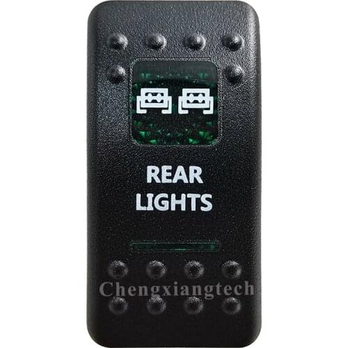 Green Printed Switch Cap -REAR LIGHTS- for 12V 20A 5Pin On Off SPST Led Light Bar Car Boat Rocker Switch, COVER Only