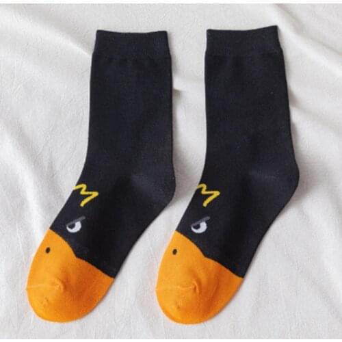 Kawaii Socks 2020 New Socks Japanese Cartoon Duck Fashion Womens Socks 1 Pair Cotton Socks Funny Socks White And Black