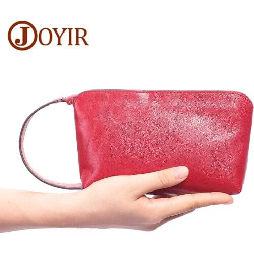 JOYIR Genuine Leather Womens Clutch Bag Zipper Wristlet Clutch Bag Coin Purse Hand Bag Fashion Design Ladies Wallet Phone Purse