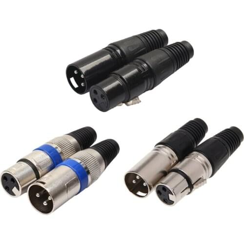 1 Pair XLR 3 Pin Male Plug + Female Jack Microphone MIC Audio Connector Adapter