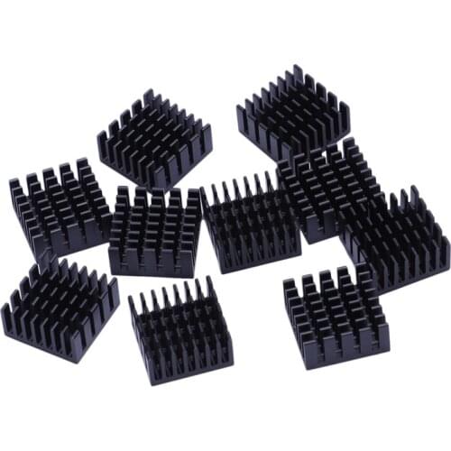10 Pcs Black Aluminum Cooler Radiator Heat Sink Heatsink 20mm x 20mm x 10mm