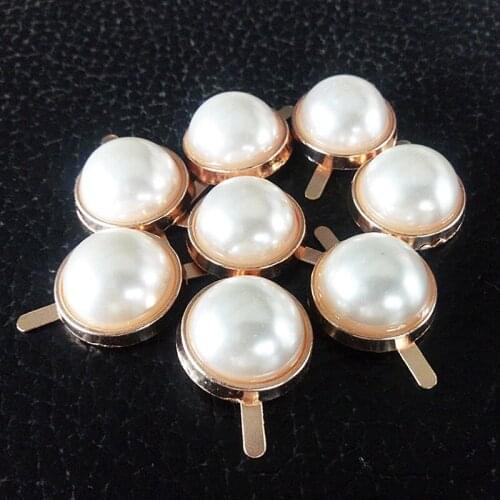 10PCS/lot 17mm Metal Semi-circular Pearl Two Feet Buckles For DIY Sewing Craft Garment Bags Accessories Supplies