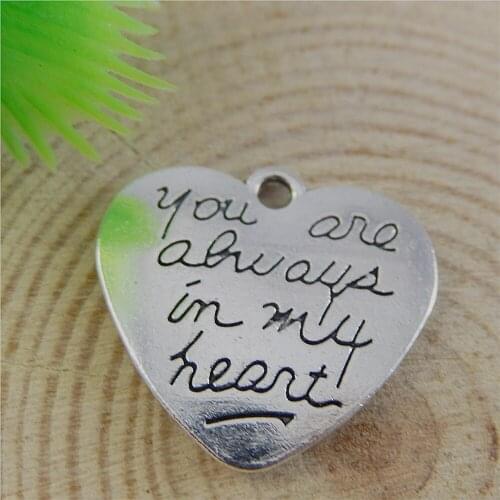 10pcs/pack Summer Silver Color Alloy Heart Shaped blessing Letter Charms pendants for Fashion Jewelry finding 21*20*2mm 50826