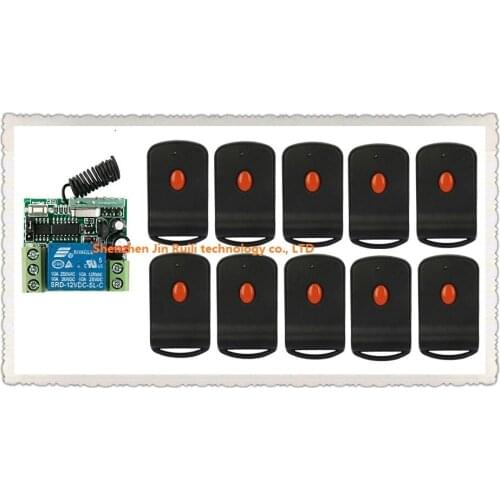 DC 12V 1CH Learning Code Wireless Remote Control Switch System teleswitch 1*Receiver and 10*Transmitter Applicance Garage Door