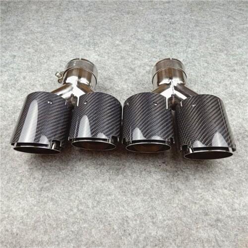 Glossy Stainless Steel Exhaust Pipe Muffler Tip Fit for all cars Length about 240mm Y Model Double Tailpipe Nozzles 2 Piece