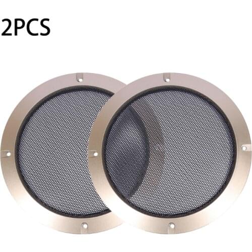2Pcs Grille Speaker Conversion Net Cover Decorative Circle Metal Mesh Grille Gol R9JB