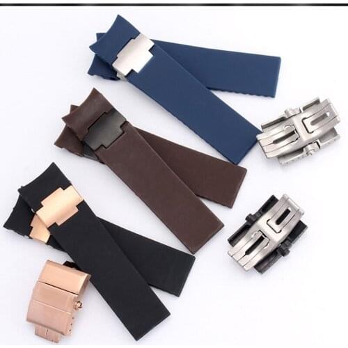 22mm waterproof rubber strap brown black blue strap, suitable for Ulysses Nadine divers mechanical watch accessories, buckles