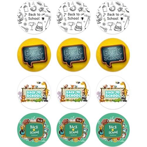 24/48pcs School bus Sticker Back To School Decor Paper Sticker Child First Day of School Kindergarten Label Party Decoration