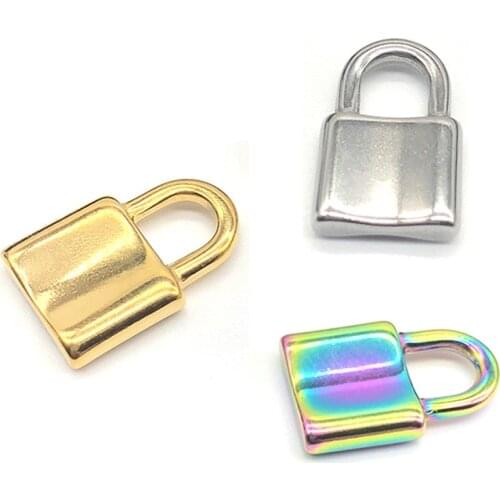 5Pcs/lot Colour Gold Silver Color Stainless Steel Lock Charm Pendant For DIY Jewelry Making Necklace Bracelet Handmade Wholesale