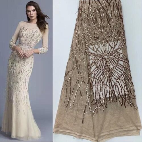 5yards/pc) high quality African tulle lace sequins embroidered French net lace fabric for gorgeous party dress FJL022