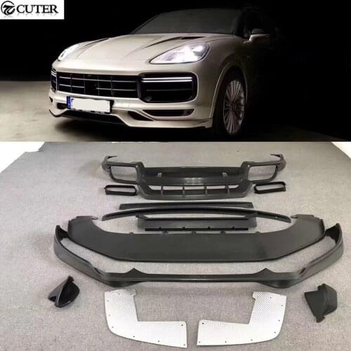 9YA turbo Carbon fiber FRP Car body kit front bumper lip rear diffuser rear spoiler wings for Cayenne turbo 9YA 18-20
