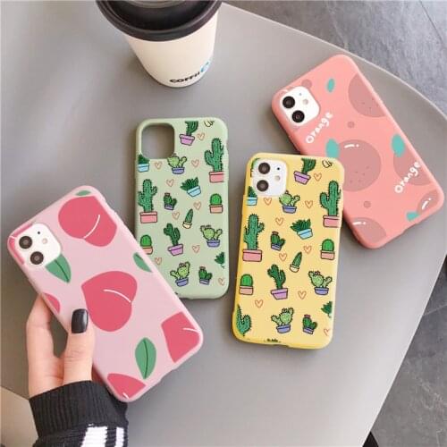 Cactus Peach Soft TPU Phone Case For iPhone 7 Plus X XR XS Max 6 6S 7 8 Plus 5 5S SE 2020 Back Cover For iPhone 11 Pro Max Funda