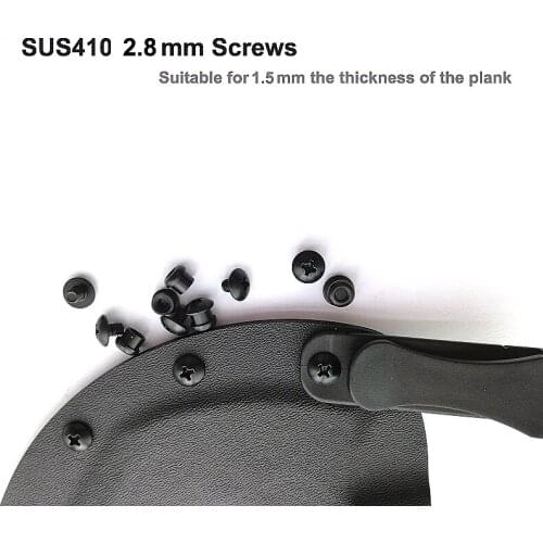 2.8mm x 6mm Chicago Screws Black for 1.5mm (0.06") thickness kydex Thermoplastic plank