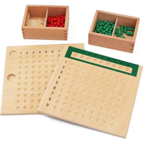 Wooden Montessori Materials Mathematics Toys Multiplication & Division Christmas gift Math Toy Beads Board Red Green L1146F