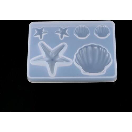 Doreen Box Silicone Resin Mold For Jewelry Making Kawaii Star Fish White Shell DIY Fashion Jewelry 8.5cm x 6.3cm, 1 Piece