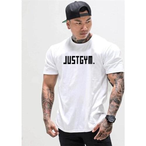 Muscle Guys Mens T Shirts Slim Fit Gym Clothing Fitness Bodybuilding Workout Tshirt Man Cotton Sports T-Shirt Men plus size tops