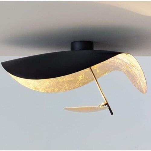 Postmodern Creative Lotus Leaf Ceiling Lamp Designer Led Black Iron Ceiling Lights for Living Room Bedroom Dining Room Hanglamps